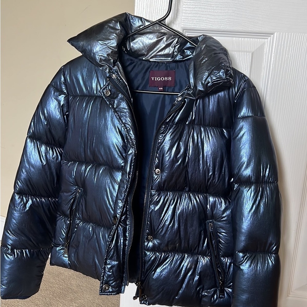 VIGOSS METALLIC BLUE PUFFER JACKET
